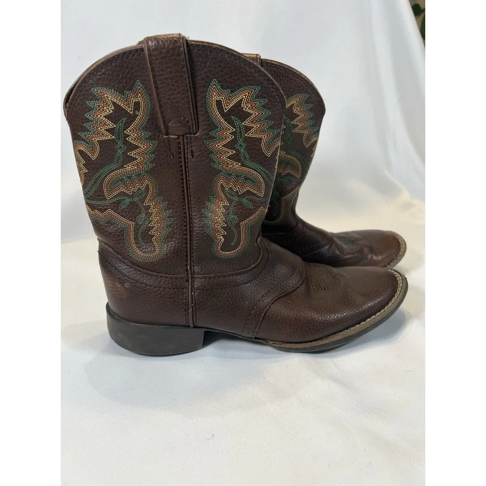 Justin's Boys' Size 4D Square Toe Western Cowboy Boot Jasper Blue/Brown